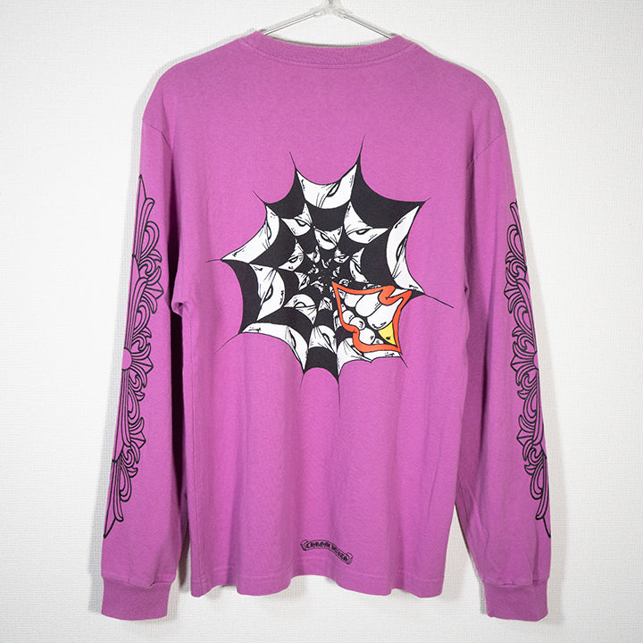 CHROME HEARTS x Matty Boy クロムハーツ xマッティボーイ spider web longlseeve スパイダーウェブ ロゴプリント パープル