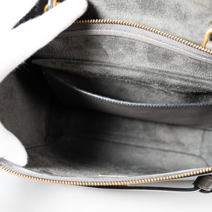 CELINE セリーヌ ベルトバッグ マイクロ グレー ゴールド金具 ハンドバッグ レディース