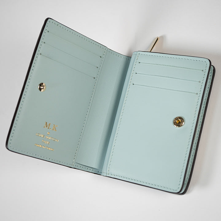 LOUIS VUITTON ルイヴィトンマヒナ ポルトフォイユ・クレア ブルーレディース M83502 二つ折り財布 日本限定 イニシャル入り コンパクトウォレット レディース