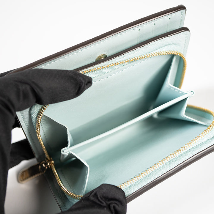 LOUIS VUITTON ルイヴィトンマヒナ ポルトフォイユ・クレア ブルーレディース M83502 二つ折り財布 日本限定 イニシャル入り コンパクトウォレット レディース