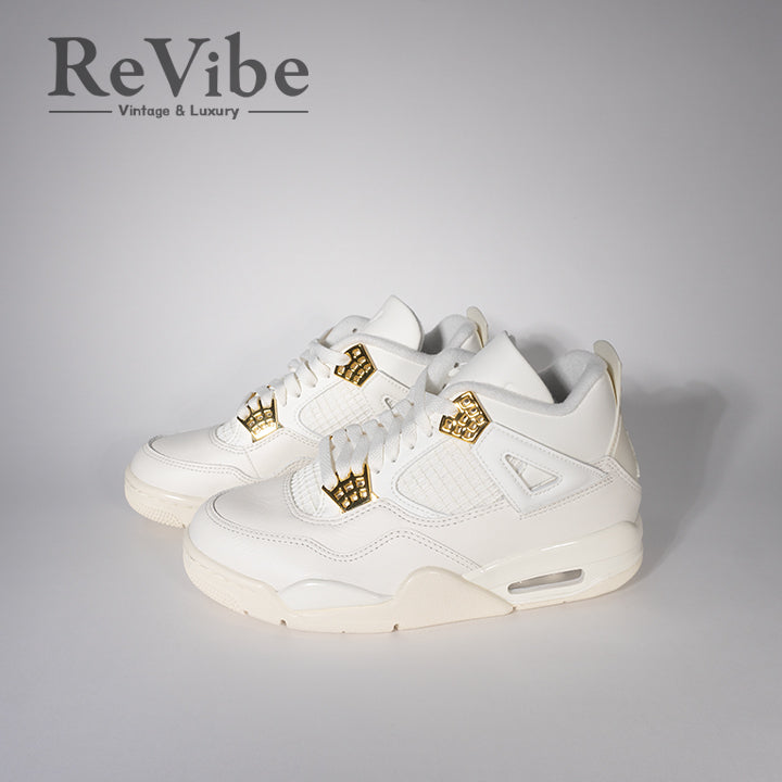 Nike Women's Air Jordan 4 Retro White & Gold ナイキ エアジョーダン4