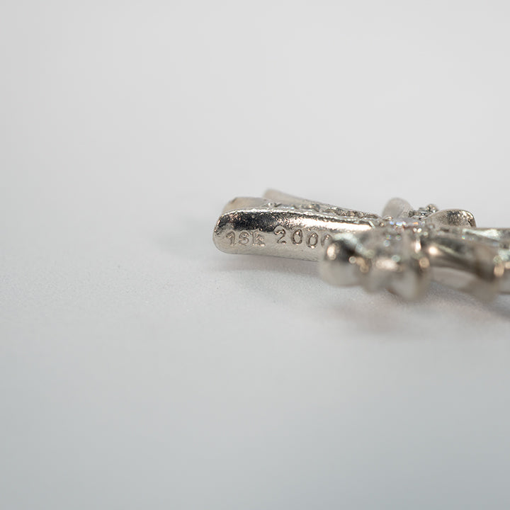 Chrome Hearts 18KWG クロムハーツタイニーファットクロスTNY CRSF P DMND PAVEダイヤ チャーム ホワイトゴールドネックレストップ