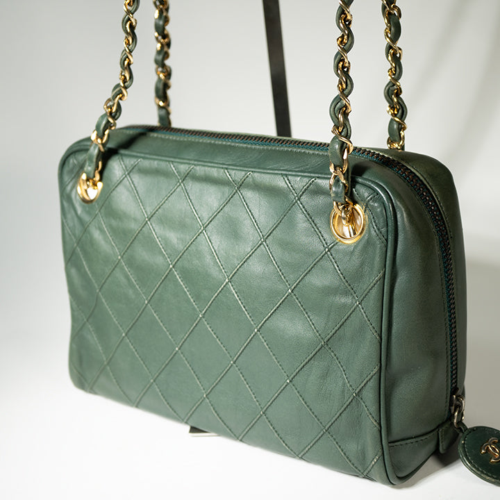 CHANEL シャネル マトラッセチェーンショルダー グリーン ヴィンテージ バッグ レディース