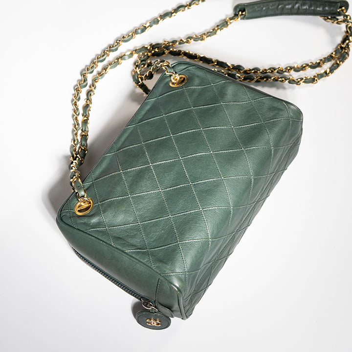 CHANEL シャネル マトラッセチェーンショルダー グリーン ヴィンテージ バッグ レディース