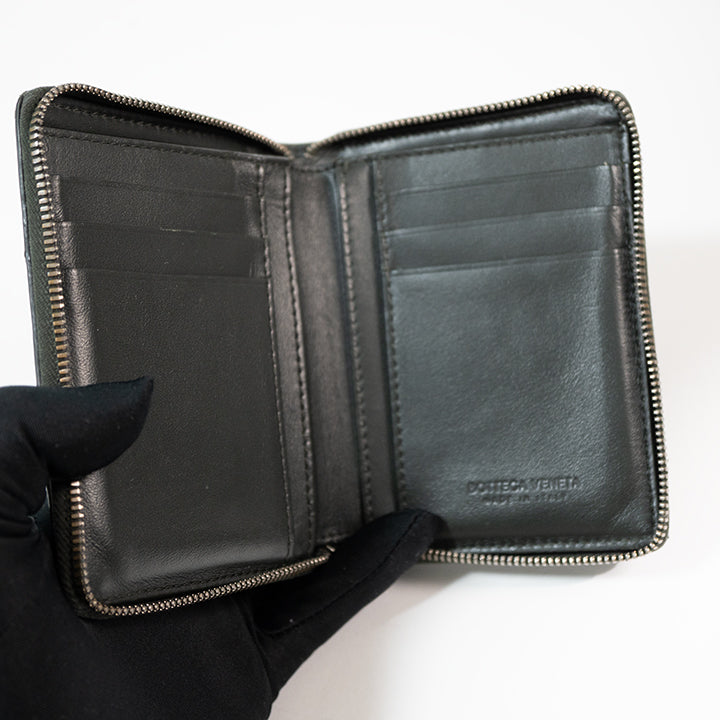 BOTTEGA VENETA ボッテガ ヴェネタ スモール カセット コンパクトジップアラウンドウォレット マキシイントレチャート ラウンドファスナー 2つ折り財布 ユニセックス レディース メンズ