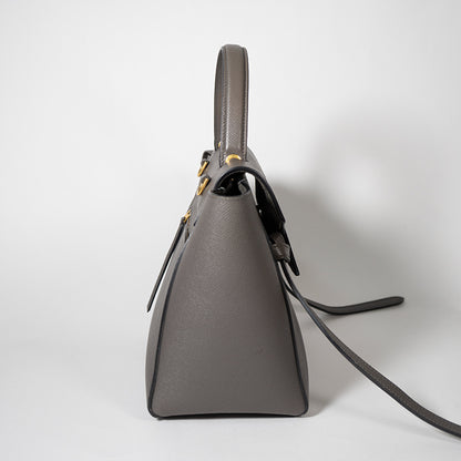 CELINE セリーヌ ベルトバッグ マイクロ  グレー ゴールド金具 ハンドバッグ レディース