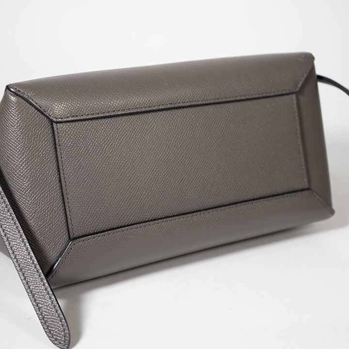 CELINE セリーヌ ベルトバッグ マイクロ  グレー ゴールド金具 ハンドバッグ レディース