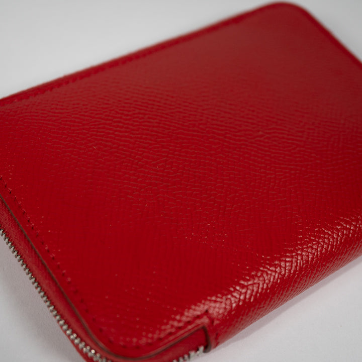 HERMES エルメス アザップ ヴェルティカル ヴォーエプソン レッド シルバー金具 □O刻印(2011年頃) レディース シェーブル 二つ折り財布 塗装あり リペア