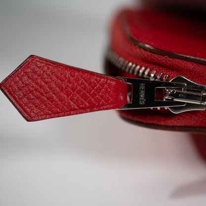 HERMES エルメス アザップ ヴェルティカル ヴォーエプソン レッド シルバー金具 □O刻印(2011年頃) レディース シェーブル 二つ折り財布 塗装あり リペア