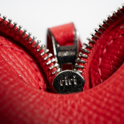 HERMES エルメス アザップ ヴェルティカル ヴォーエプソン レッド シルバー金具 □O刻印(2011年頃) レディース シェーブル 二つ折り財布 塗装あり リペア