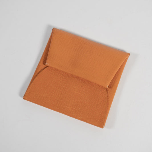HERMES エルメス バスティア オレンジ シルバー金具 コインケース ヴォーエプソン ユニセックス リペアあり