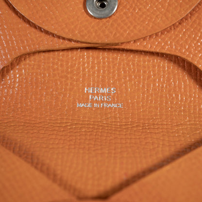 HERMES エルメス バスティア オレンジ シルバー金具 コインケース ヴォーエプソン ユニセックス リペアあり