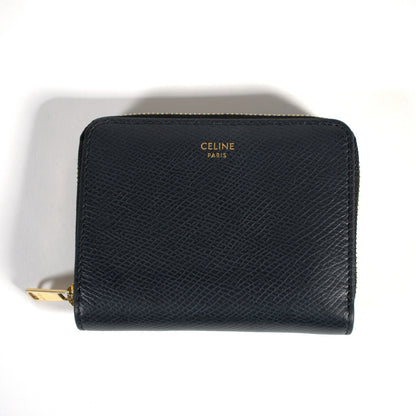 セリーヌ CELINE コンパクト ジップ ウォレット コインケース 小銭入れ カードケース ミニ財布 10B663BEL レザー ブラック 黒 イタリア製 メンズ レディース 中古 Bランク