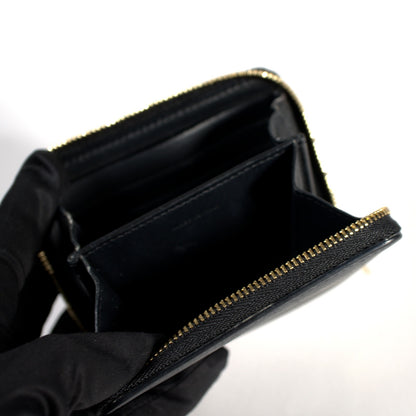 セリーヌ CELINE コンパクト ジップ ウォレット コインケース 小銭入れ カードケース ミニ財布 10B663BEL レザー ブラック 黒 イタリア製 メンズ レディース 中古 Bランク