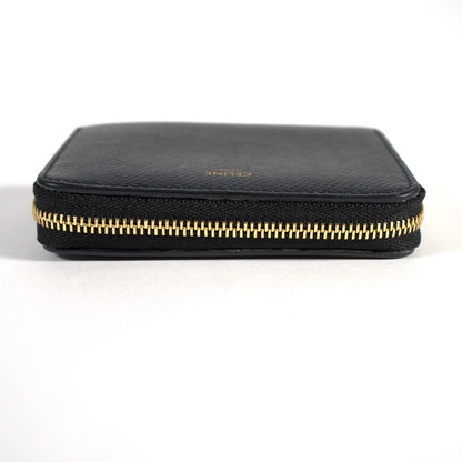 セリーヌ CELINE コンパクト ジップ ウォレット コインケース 小銭入れ カードケース ミニ財布 10B663BEL レザー ブラック 黒 イタリア製 メンズ レディース 中古 Bランク