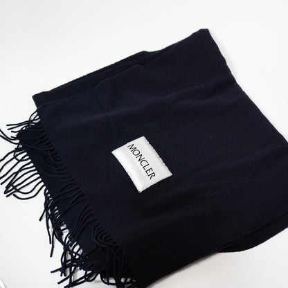 MONCLER SCARFモンクレール マフラー ストール スカーフ フリンジ ロゴパッチ ウール