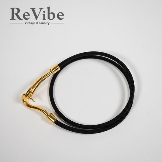 HERMES エルメス ジャンボ チョーカー Wブレスレット コットンコード ロング メンズ レディース ユニセックス ゴールド金具 ブラッグ