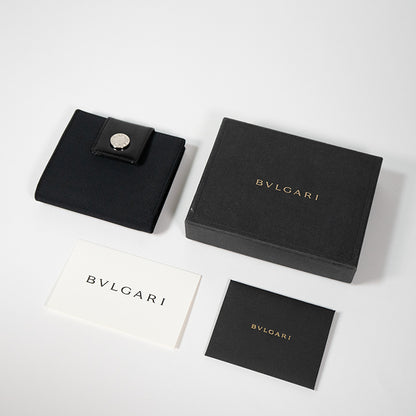 BVLGARI ブルガリクラシコ 二つ折り財布  ロゴボタン キャンバス パテントレザー ブラック