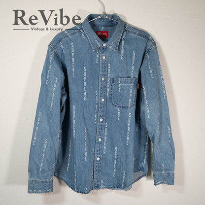 Supreme シュプリーム 20AW Logo Stripe Jacquard Denim Shirt デニムシャツ ブルー Sサイズ メンズ