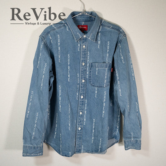 Supreme シュプリーム 20AW Logo Stripe Jacquard Denim Shirt デニムシャツ ブルー Sサイズ メンズ