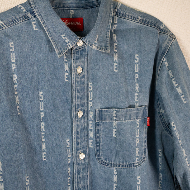 Supreme シュプリーム 20AW Logo Stripe Jacquard Denim Shirt デニムシャツ ブルー Sサイズ メンズ