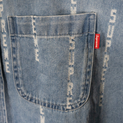 Supreme シュプリーム 20AW Logo Stripe Jacquard Denim Shirt デニムシャツ ブルー Sサイズ メンズ