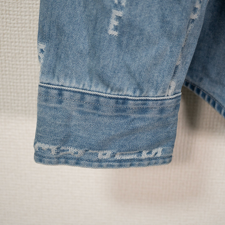 Supreme シュプリーム 20AW Logo Stripe Jacquard Denim Shirt デニムシャツ ブルー Sサイズ メンズ