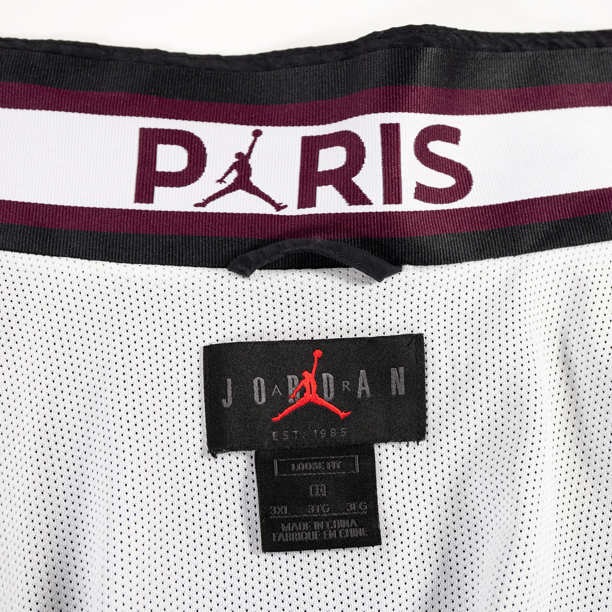 襟のPARISテープとJORDANタグ 3XL LOOSE FIT