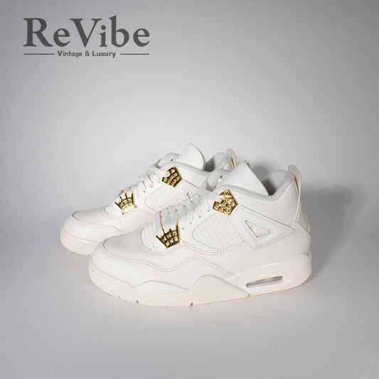 Nike Women's Air Jordan 4 Retro  White & Gold ナイキ エアジョーダン4