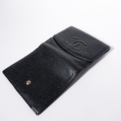 CHANEL キャビアスキン 二つ折り財布 WホックA13496