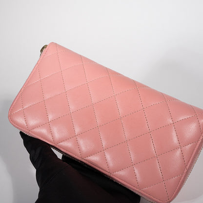 CHANEL シャネル ラムスキン マトラッセ ラウンドジップ 長財布 A50097 レディース