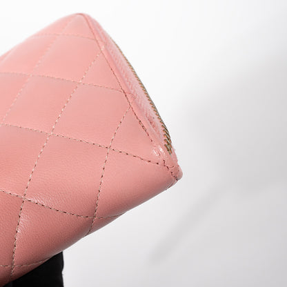 CHANEL シャネル ラムスキン マトラッセ ラウンドジップ 長財布 A50097 レディース