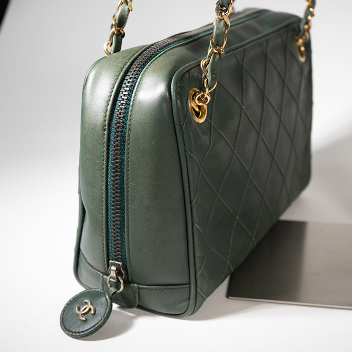 CHANEL シャネル マトラッセチェーンショルダー グリーン ヴィンテージ バッグ レディース