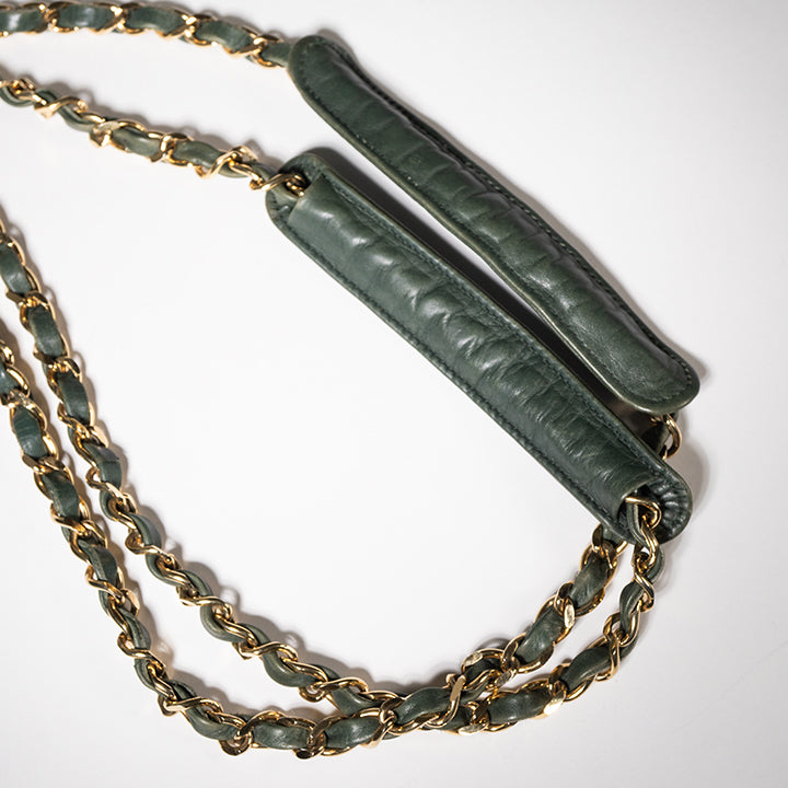 CHANEL シャネル マトラッセチェーンショルダー グリーン ヴィンテージ バッグ レディース